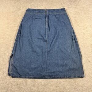 True Blue Denim Skirt Womens 14 Blue Midi Straight Side Slit Casual 100% Cotton